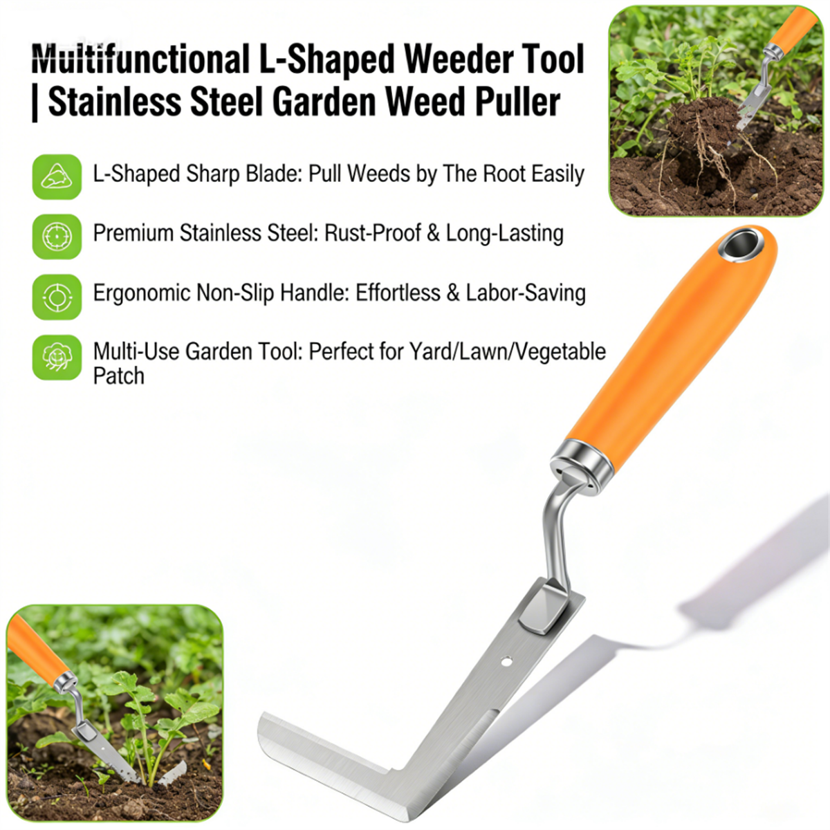 Gardening Hand Tools Yard - Stainless steel gap weeding tool L-shaped