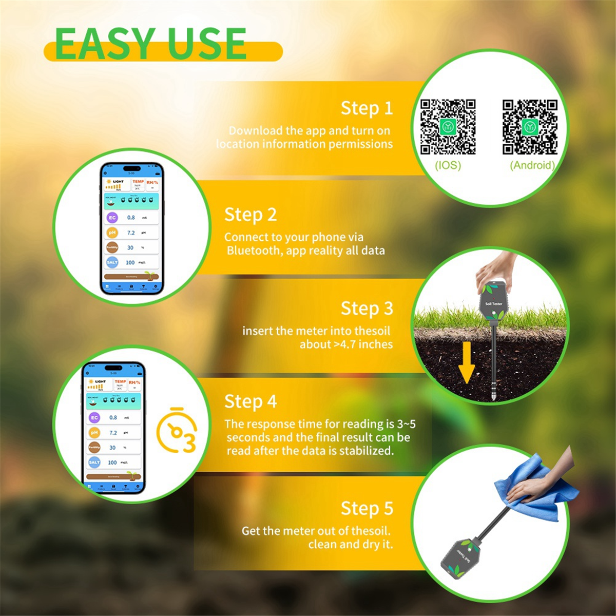 Soil Ph Meter - A06K 8 in One Multifunction Soil
