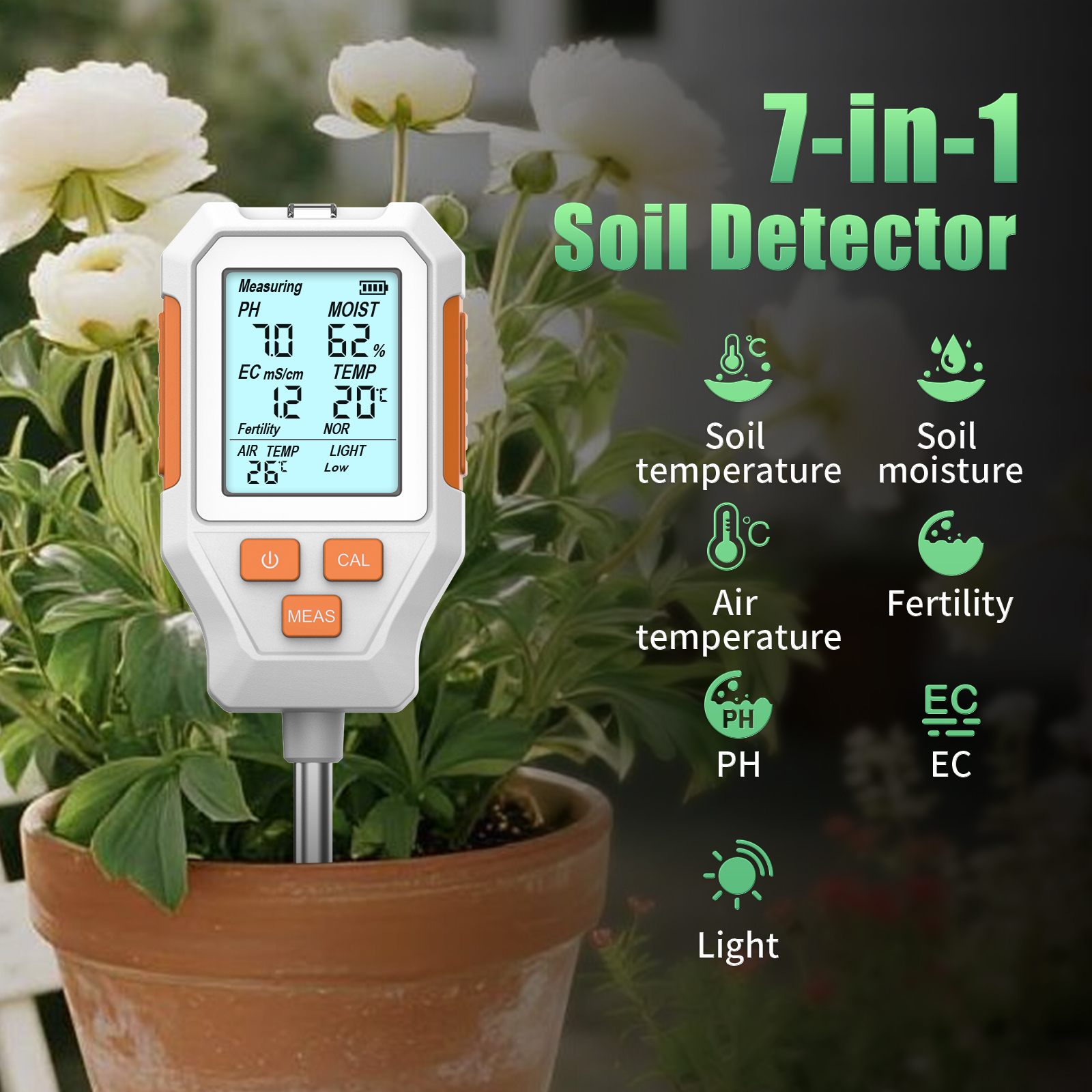 Soil Ph Meter - New LCD Soil 7 in 1