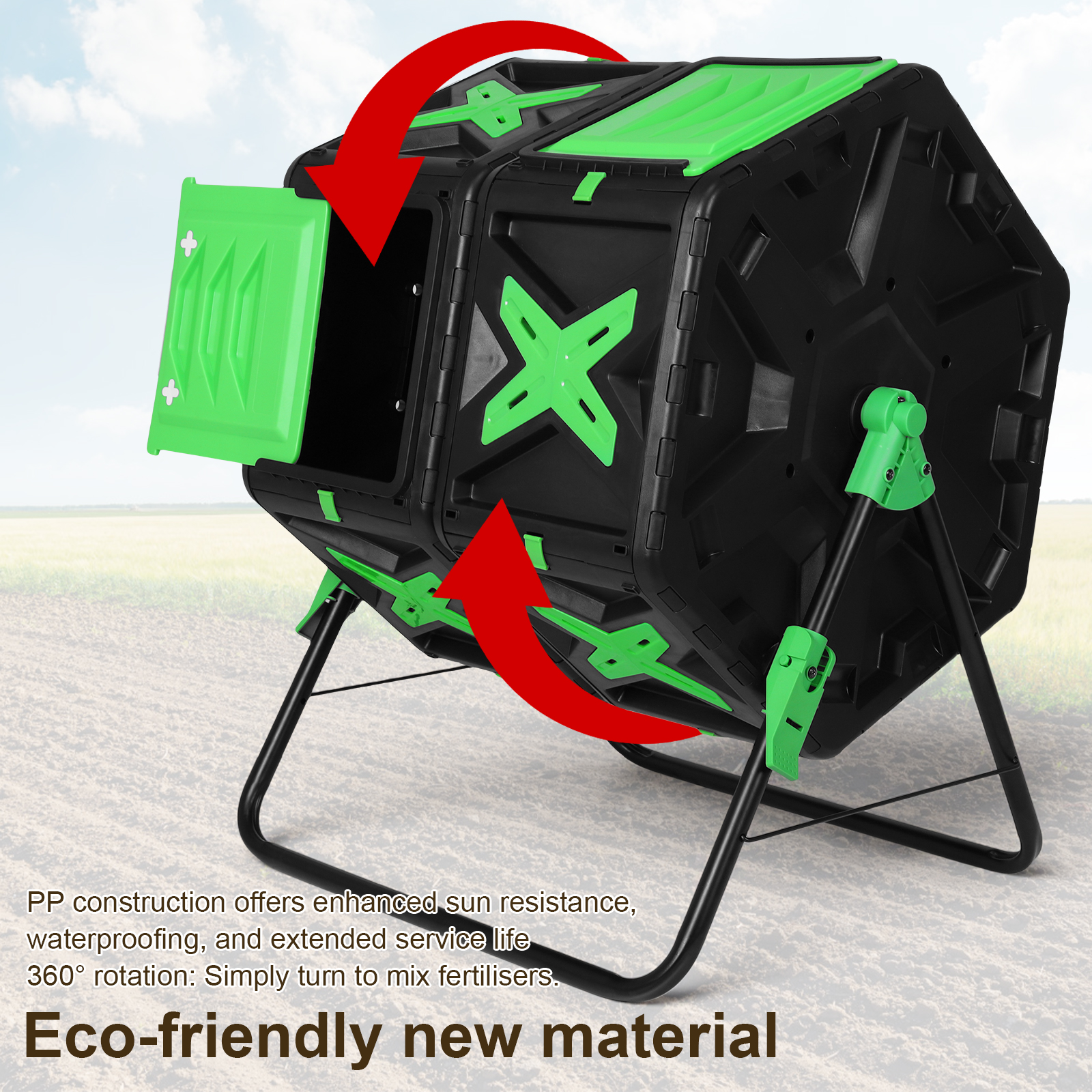 Compost Bin - 140L Dual Chamber Composting Tumbler with