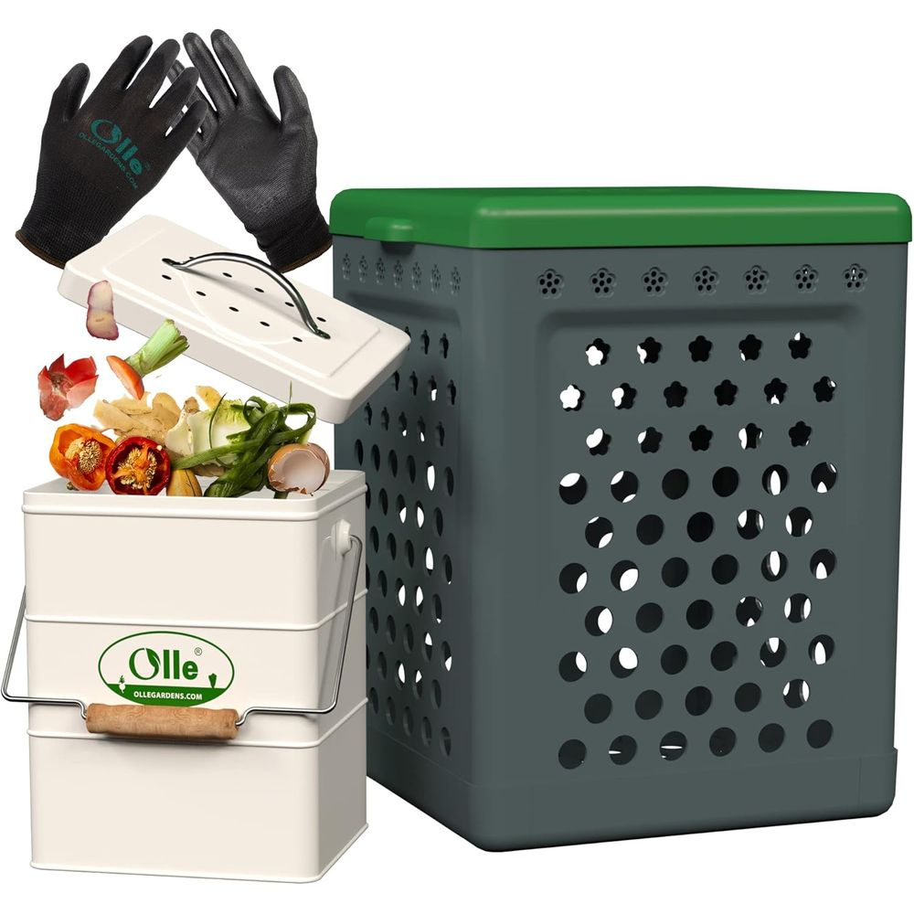 Compost Bin - 1-Gallon Kitchen Composter with Lid &