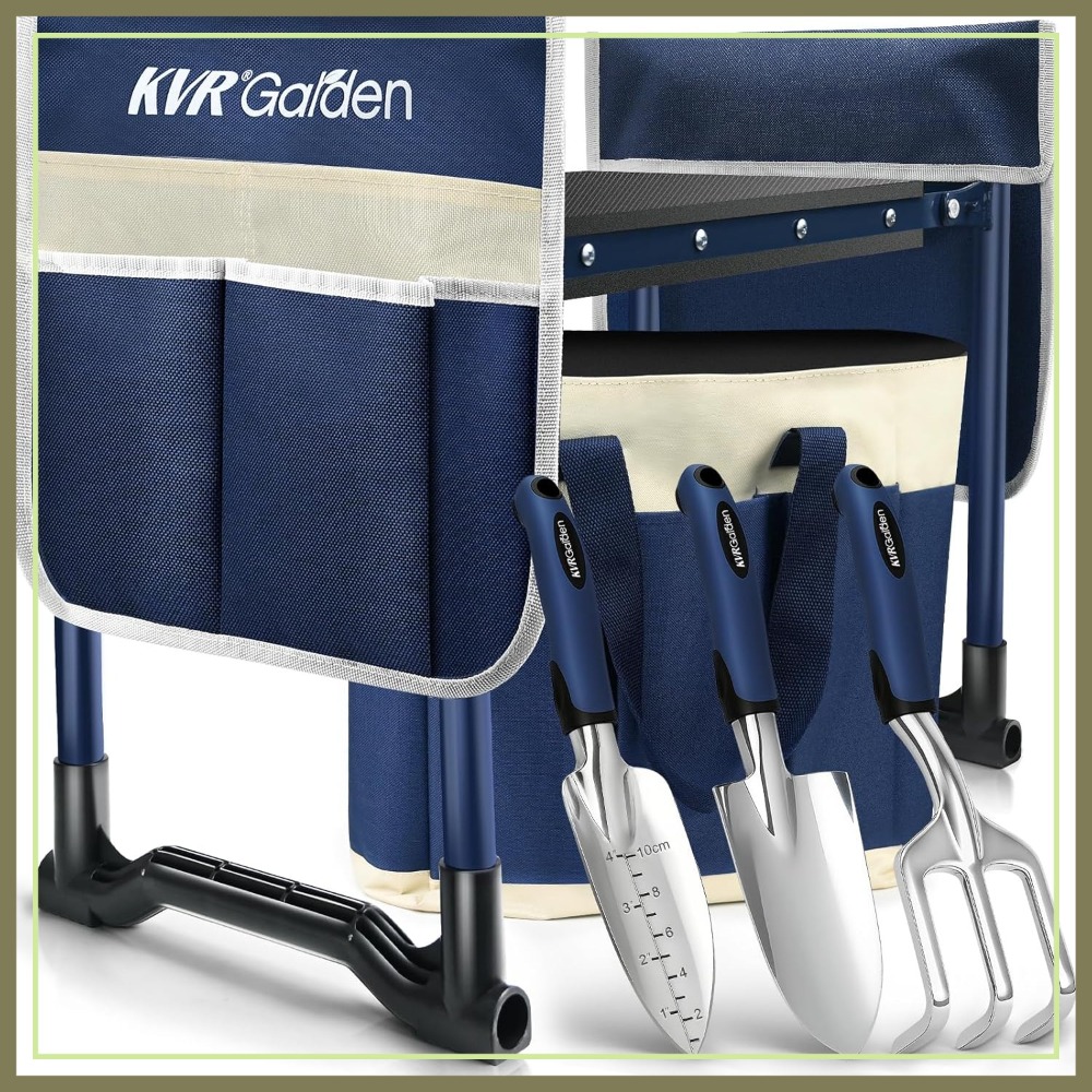 Gardening Tools For Seniors - 7-Piece Garden Kneeler and Seat Set