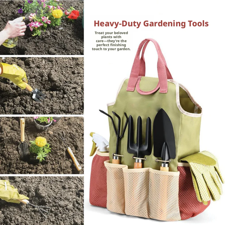 Essential Gardening Tools - Outdoor garden planting tools 9-piece set,