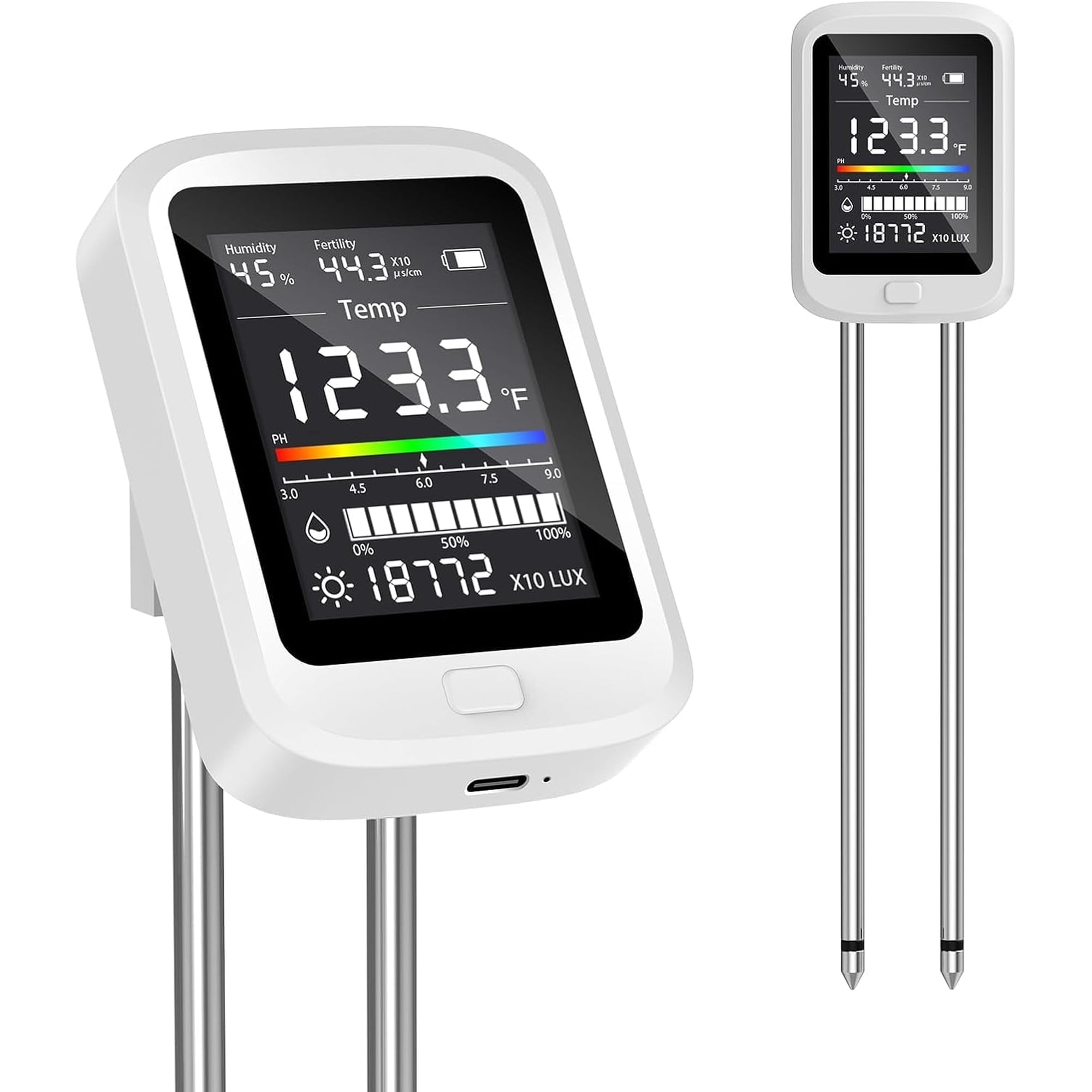 Soil Ph Meter - 6-in-1 Soil PH Tester Double Needle