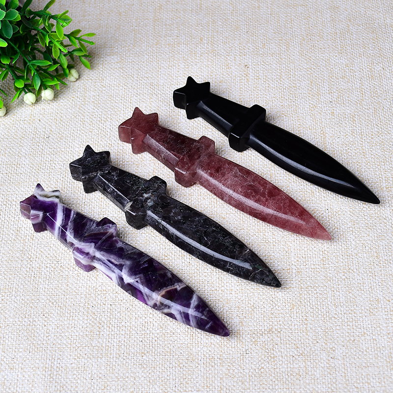 Essential Gardening Tools - Natural Crystal Carved Witch's Knife Healing