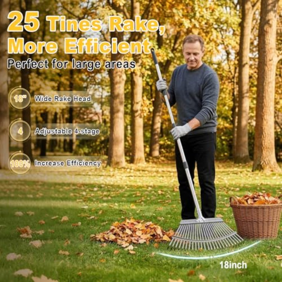Adjustable Leaf Rake, 18-Inch  – Gardening Hand Tools Yard Bewertung und Preis