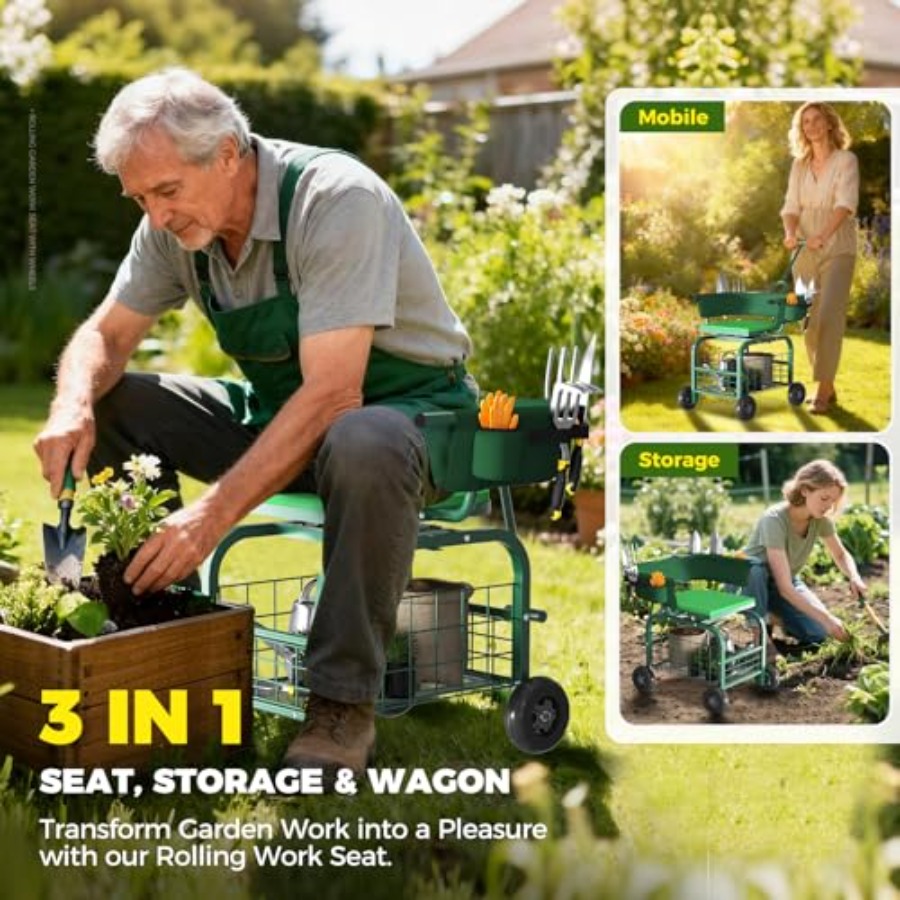 Outdoor Garden Seat with Wheel – Gardening Tools For Seniors Bewertung und Preis