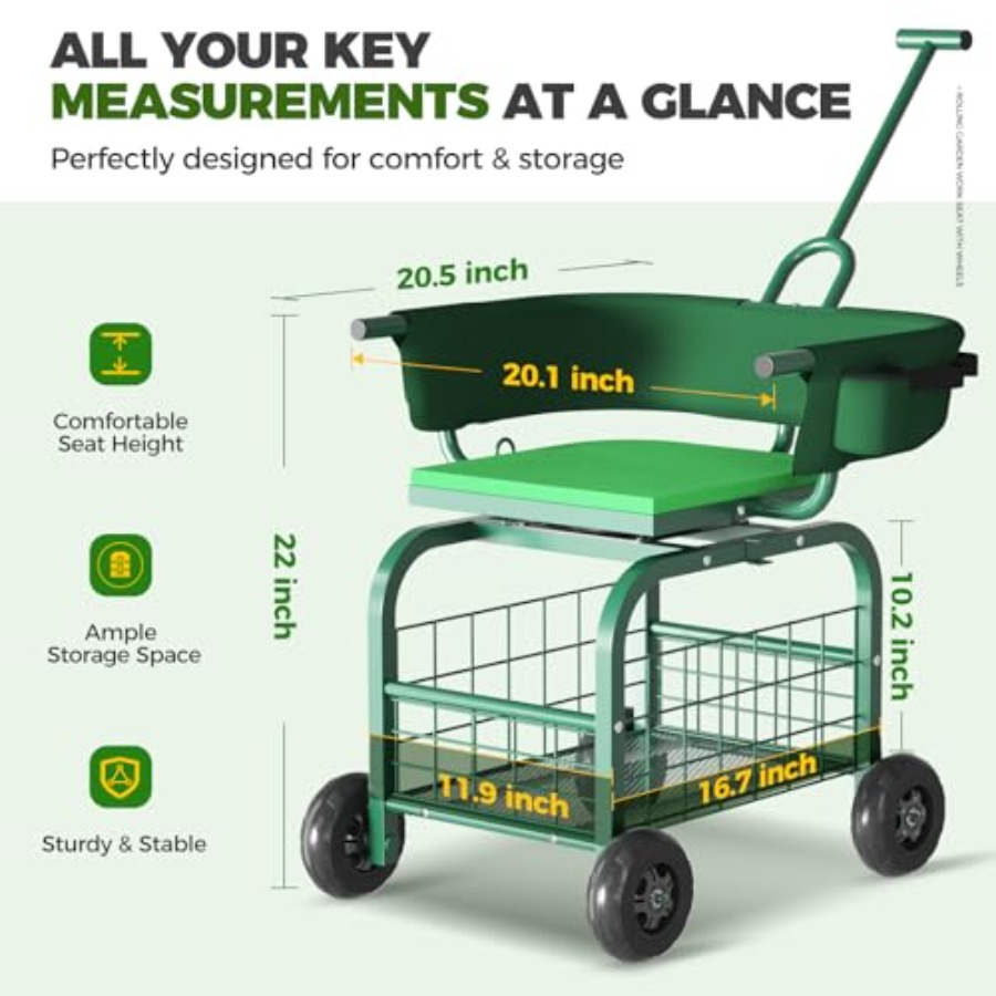Outdoor Garden Seat with Wheel – Gardening Tools For Seniors Bewertung und Preis